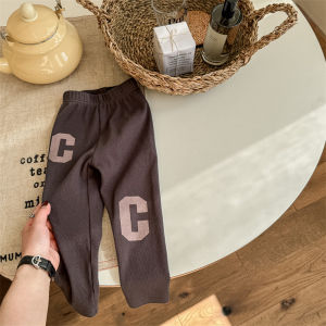 Childrens Letter Print Base Layer Pants Spring Autumn Korean Style Elastic Baby Pants Casual Long Trousers for Boys And Girls