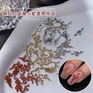 HBESTY Year of the snake manicure jewelry 2025 Internet celebrity simple three-dimensional light luxury small snake alloy metal red snake nail decoration