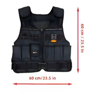 TOOLSTACK Heavy-Duty Work Vest Multi-Pocket Durable Breathable Construction Waistcoat Adjustable Multipurpose Electricians Vest