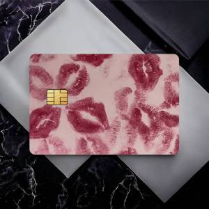 Pink kiss mark Credit Card Skin Stickers for Bank Card Bus Metro Card Sticker Waterproof