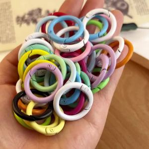 5pcs 10pcs 2.4cm Macaron Color O Ring Spring Clasp Openable Round Keychain Clips For DIY Hang-up Ring Buckle Connector