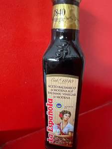 La Española Balsamic Vinegar 250ml - Dark glass bottle with gold cap