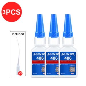 1-3pcs 406 Super Glue 20g Instant Quick-drying Cyanoacrylate Adhesive Leather Rubber Wood Metal Strong Bond Liquid Glue DIY Tool