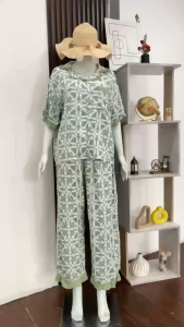 COD Setelan Celana Panjang Lengan Pendek / Piyama Rayon Premium Oneset Dewasa / Veve Set