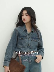 Vintage Washed Faded Denim Shirt Slim Fit Layering