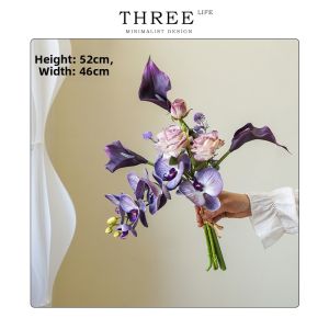 THREE LIFE | Elegant Artificial Phalaenopsis Flower Home Decor