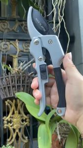 Kéo cộng lực cắt cành kéo tỉa cây mỏ cong màu bạc đen rất sắc bén có khóa an toàn - Dụng cụ chăm sóc bonsai