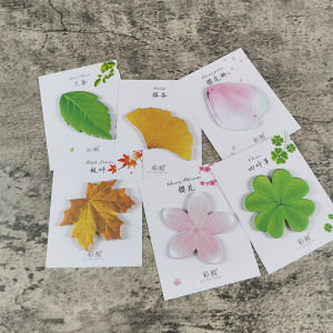 Cute Creative Simple INS Style Student Leaf Shaped Sticky Notes Memo Pad Temporary Notes Removable Message Paper Marking Stickers