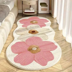 VIKAMA Phong Cách Bắc Âu Hoa Sang Trọng Thảm Trải Sàn Dải Dài Thảm Trải Giường Giả Cashmere In Hình Lông Thú Thảm Trải Sàn Cho Phòng Ngủ Phòng Khách