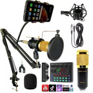 PROMO PAKET KOMPLIT REKAMAN MIC CONDENSER BM 800 + STAND MIC PRO + SOUNDCARD V8 + SPLITTER