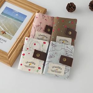 EF Dompet Kartu Kanvas Motif Floral Bunga US 20 Slot Kartu Canvas