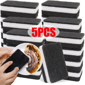 5ชิ้นแผ่นผ้าล้างจานเช็ดฟองน้ำด้านข้างสองชั้นหนาใช้ในครัวเรือนผ้าเช็ดห้องครัวผ้าเช็ดมหัศจรรย์ขจัดสิ่งปนเปื้อนอุปกรณ์ทำความสะอาด