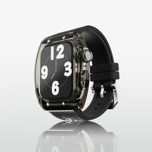 For Apple Watch Series 9/8/7/SE/6/5/4 Luxury Richard Mill Mod Kit Premium RM Transparent Sports Protector Case and Silicone Strap Set for Apple Watch 44mm/45mm