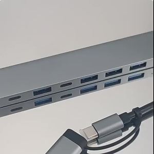 EELHOE | 8 In 1 USB Type C HUB Docking Station With 3.5mm Audio Jack Adapter Micro TF Card Reader For Laptops Tablet Phone