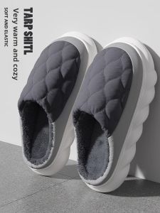 MONLEYTA | Mens Cotton Slippers Winter Indoor Home Anti-slip Thick Bottom Down Proof Waterproof No Odor Foot Cotton Slippers