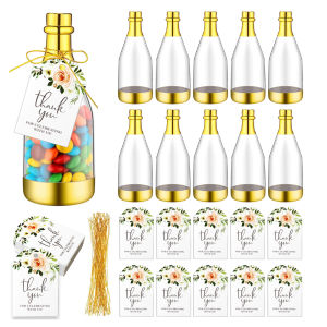 10set Gold Champagne Bottle-Shaped Candy Gift Boxes a Perfect Choice for Weddings and Parties.