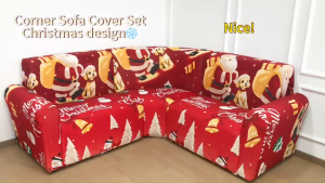 Premium Sofa Cover with Santa Design Red Christmas Sofa Cover 3 Seater Universal Sofa Seat Cover Christmas Home Decoration