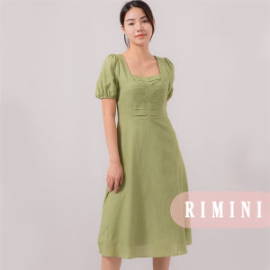 RIMINI - Dress Wanita Midi Holiday Square Neck Kekinian XS-XL - Glacia Dress 85521