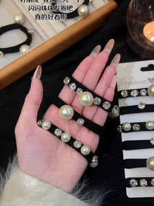 Durable Pearl Water Diamond Hair Ties Womens Elastic Hair Bands High Elasticity Hair Bands for Bun Fresh out New 2024