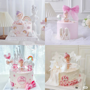 Pink Angel Bella Cake Decorations Ballet Girl Dancer Ornaments Festive Decoration Supplies Fairy Tale Princess Theme