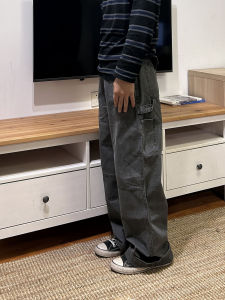 American Retro Work Pants Baggy Wide Leg Casual Trousers Multi Pocket Pants Vintage Style Long Pants Youthful Energy