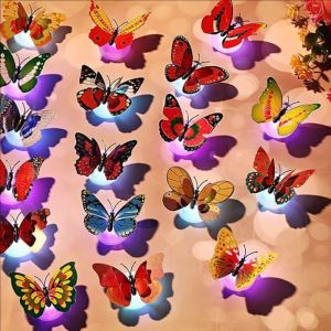 10pcs 3D Butterfly Night Light Sticker / Colorful LED Night Lights Lamp Mood Light / Romantic LED Butterfly Night Light / for Christmas Wedding Birthday Party Decor