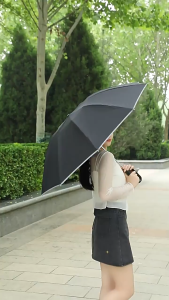 Auto Open Close Umbrella with Ring Lock Extra Large & Thick Black Coating Portable Compact Fold Sun & Rain All-Weather Use