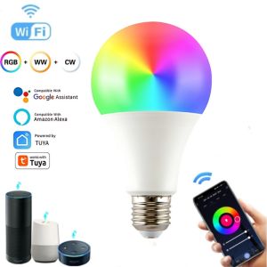 Tuya Smart WiFi LED Bulb Light AC 220V 110V E27 10W 15W 20W LED Lamp Dimmable APP Voice Control Works With Alexa Google Home