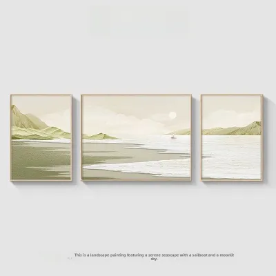 Modern Minimalist Living Room Decorative Artwork Wave Texture Sofa Background Wall Hanging Picture High-End Triple Canvas Painting