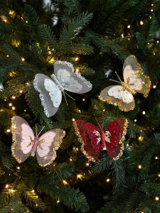Đồ Trang Trí Cây Thông Giáng Sinh Gangheng Đồ Trang Trí Treo Hình Bướm Sáng Tạo Phủ Bột Nhũ Kim Cương Đồ Trang Trí Giáng Sinh