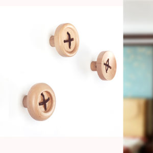 Creative Wooden Button Wall Decorative Hooks Wooden Wall Mounted Coat Hooks Drawer Pull Handles Nordic Style Storage Organizer