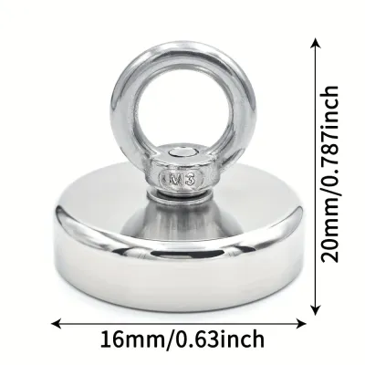 D16~D42mm Super Strong Neodymium Fishing Hook N52 Heavy Duty Rare Earth Neodymium with Countersunk Hole Eyebolt Salvage Magnetic