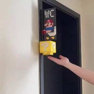 Super Mario Toilet Sign Door Plate Building Blocks Number Plate DIY Door Plate WC Indicator Light Bathroom Directional Sign No Drilling Required