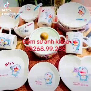 Bộ Bát Đĩa Gốm Sứ Decor Bát Ăn Cơm Bát Ăn Chè Chén Dĩa Dễ Thương Bộ Doremon huyền thoại Cute dễ thương xinh yêu