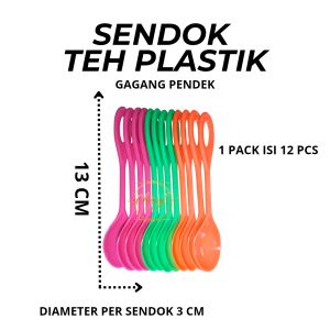(12 PCS) SENDOK ES PLASTIK PANJANG PENDEK / SENDOK MINUMAN PLASTIK / SENDOK ES TEH  / SENDOK ES JUS