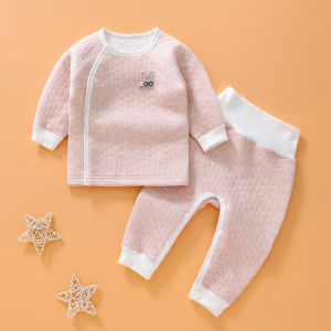 Infant Newborn Thermal Underwear Suit Autumn Clothes High Waist Belly Protection Pants Quilted Baby Autumn Clothing Split Clothes Close-Fitting