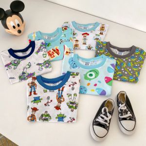 Toy Story Kids Summer Short Sleeve T-Shirt Breathable Cotton Polyester Blend round Neck Cartoon Print Baby Half Sleeve Top