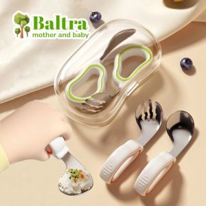 Baltra Spoon Learning To Eat Training Self-eating Eating Silicone Handle Stainless Steel Fork Spoon baby spoons