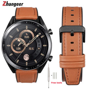 Zhangeer 20mm 22mm 24mm Leather+Silicone Strap for Huawei Watch 3/3 pro/GT 2/2e/Pro for Samsung Galaxy Watch 4 Gear S3 Sport WatchBand Accessories with Tool