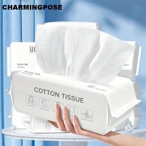 ผ้าเช็ดหน้าแบบย่อยสลายได้ 100 ชิ้น ผ้าฝ้ายเนื้อนุ่มพิเศษสำหรับเช็ดเครื่องสำอางและทำความสะอาดอย่างล้ำลึก แบบใช้แล้วทิ้งหนาพิเศษ
