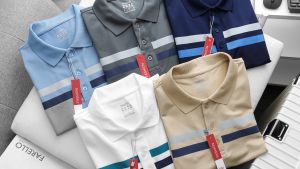 Áo thun nam polo thiết kế sọc ngang vải cá sấu cotton co giãn 4 chiều cực sang trọng và lịch lãm