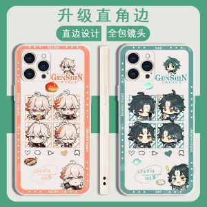 Genshin Impact Q Version Phone Case for Apple 14 13 Vivo Oppo Xiaomi 12i QOONeo5S Huawei Nova9 Redmi K60 Anti-Fall Liquid Silicone Protective Cover