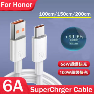 Honor 66W 100W Super Fast Charging Cable For Honor 500 400 300 200 Pro 90 GT X70 Magic 8 7 Pro USB Type C 6A Charging Data Cable