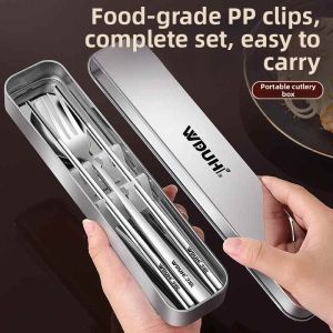 DIHUANTUO | Stainless Steel and Wood Portable Tableware Set