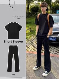 CHENMU | Cool Black Ice Silk Flared Pants for Summer