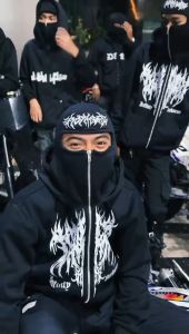 Do The Flow HOODIE BALACLAVA METAL ZIPPER JAKET BOXY HITAM