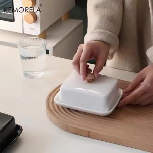 Hộp Đựng Bơ Bằng Gốm KEMORELA Có Nắp Hộp Đựng Phô Mai Hình Chữ Nhật Có Thể Niêm Phong Cho Nhà Bếp & Nhà Hàng Thiết Kế Sang Trọng Cao Cấp