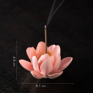 Lotus Incense Burner Small Ceramic Handmade Water Lily Censer for Stick Incense Home Altar Decor Meditation Zen Gift Ornament