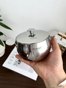 Chockmen 10cm Small Slow Cooker 18/10 Stainless Steel Four Leaf Clover Design for Cooking Soup And Milk Suitable for Home Use