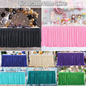 Table Skirts Disposable PEVA Table Cloth Cover Self-adhesive Oil-proof for Party Wedding Reception for Home Kitchen Party Birthday